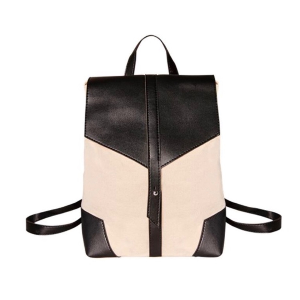 Deux Lux Black and Cream Backpack with Modern Design and Adjustable Straps